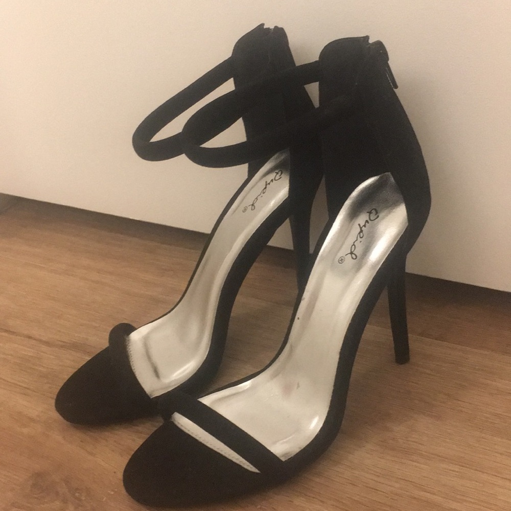 Strappy 6-inch suede stiletto heels